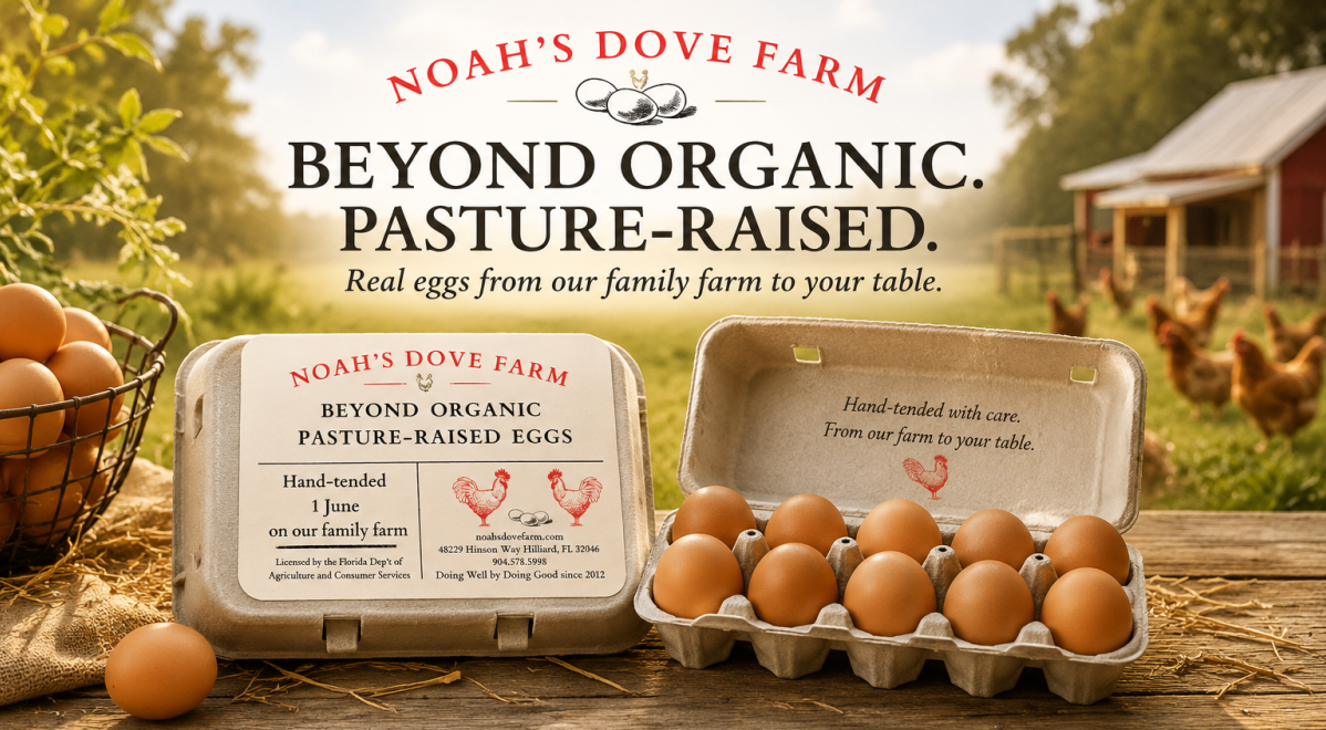 Pasture-raised eggs from Noah's Dove Farm