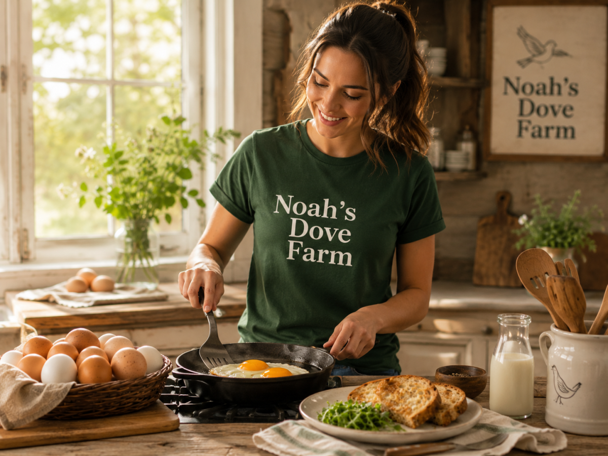 Farm fresh eggs prepared for breakfast